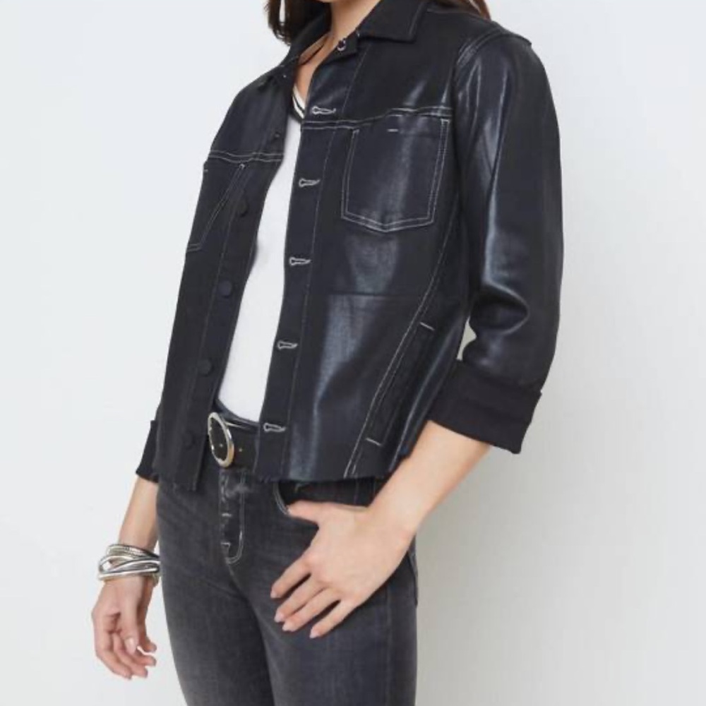 L’AGENCE - Janelle Natural Contrast Coated Jacket - NWT - Black Slim